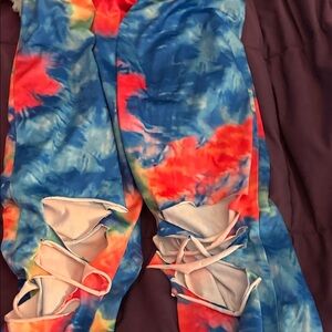 Colorful Tie-Dye women’s Bottoms ( shredded leggings)